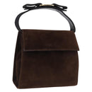 Salvatore Ferragamo Vala Hand Bag Suede 2way Brown Gold Auth hk3989-1