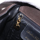Salvatore Ferragamo Vala Hand Bag Suede 2way Brown Gold Auth hk3989-20