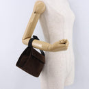 Salvatore Ferragamo Vala Hand Bag Suede 2way Brown Gold Auth hk3989-22