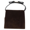 Salvatore Ferragamo Vala Hand Bag Suede 2way Brown Gold Auth hk3989-2
