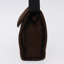 Salvatore Ferragamo Vala Hand Bag Suede 2way Brown Gold Auth hk3989-3
