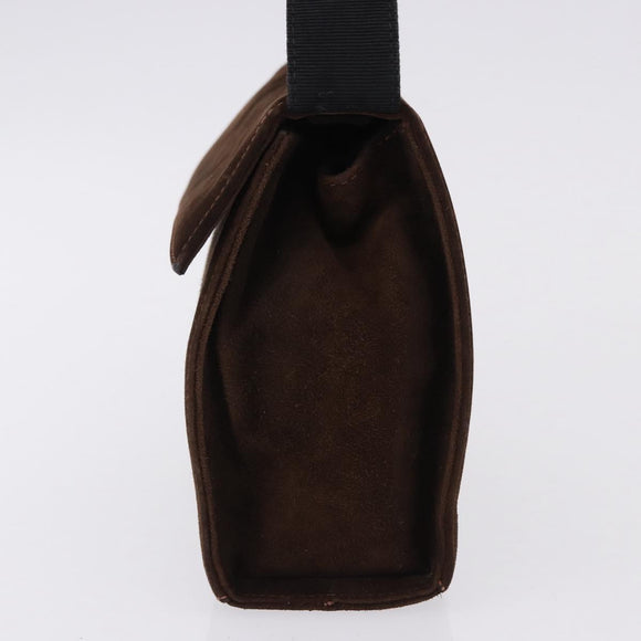 Salvatore Ferragamo Vala Hand Bag Suede 2way Brown Gold Auth hk3989