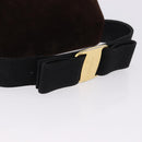 Salvatore Ferragamo Vala Hand Bag Suede 2way Brown Gold Auth hk3989-7