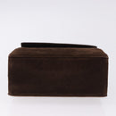 Salvatore Ferragamo Vala Hand Bag Suede 2way Brown Gold Auth hk3989-5