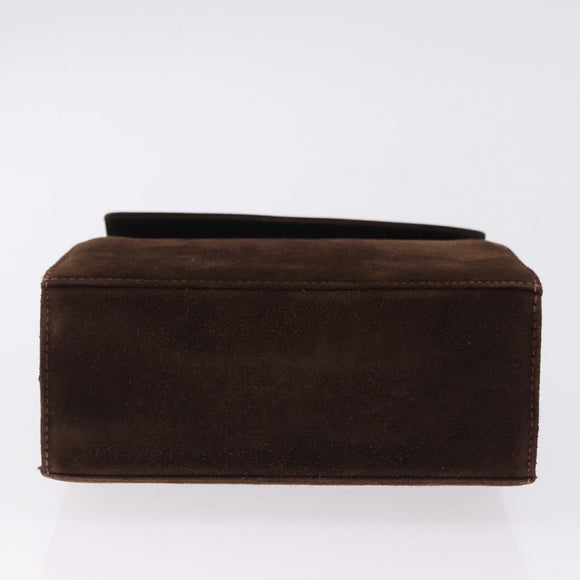 Salvatore Ferragamo Vala Hand Bag Suede 2way Brown Gold Auth hk3989