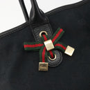 GUCCI GG Canvas Web Sherry Line Tote Bag Black Gold 163805 Auth hk3992-14