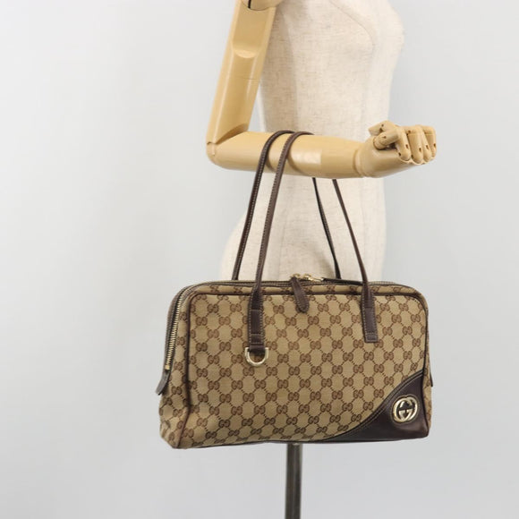 GUCCI GG Canvas Tote Bag Beige Gold 169971 Auth hk3993