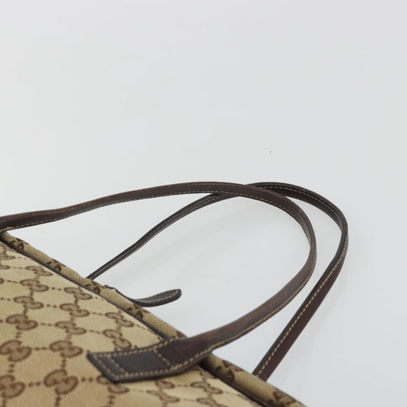 GUCCI GG Canvas Tote Bag Beige Gold 169971 Auth hk3993
