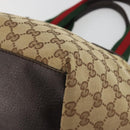 GUCCI GG Canvas Web Sherry Line Hand Bag Beige Silver 131228 Auth hk3996-14