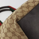 GUCCI GG Canvas Web Sherry Line Hand Bag Beige Silver 131228 Auth hk3996-15