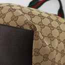 GUCCI GG Canvas Web Sherry Line Hand Bag Beige Silver 131228 Auth hk3996-16