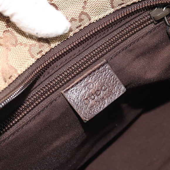 GUCCI GG Canvas Web Sherry Line Hand Bag Beige Silver 131228 Auth hk3996