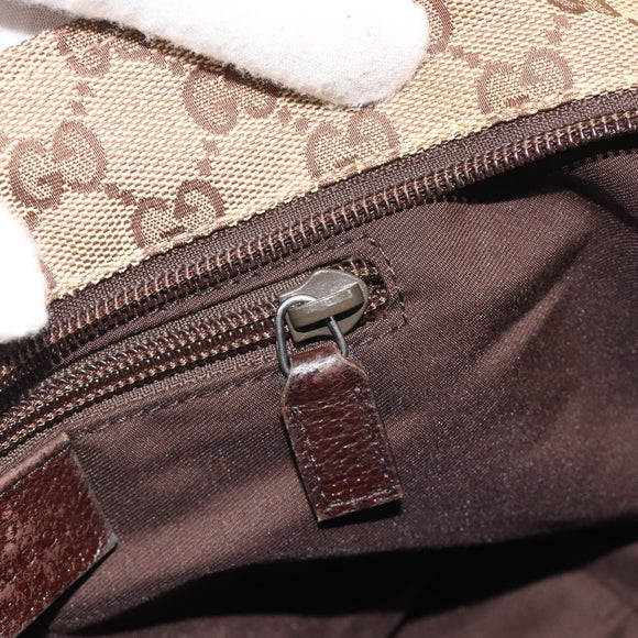 GUCCI GG Canvas Web Sherry Line Hand Bag Beige Silver 131228 Auth hk3996