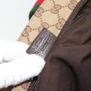 GUCCI GG Canvas Web Sherry Line Hand Bag Beige Silver 131228 Auth hk3996-12