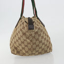 GUCCI GG Canvas Web Sherry Line Hand Bag Beige Silver 131228 Auth hk3996-4