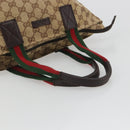 GUCCI GG Canvas Web Sherry Line Hand Bag Beige Silver 131228 Auth hk3996-7