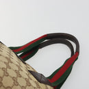 GUCCI GG Canvas Web Sherry Line Hand Bag Beige Silver 131228 Auth hk3996-8