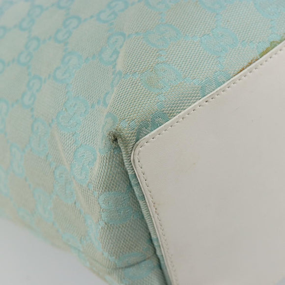 GUCCI GG Canvas Tote Bag Light Blue Gold 002 1098 Auth hk3997