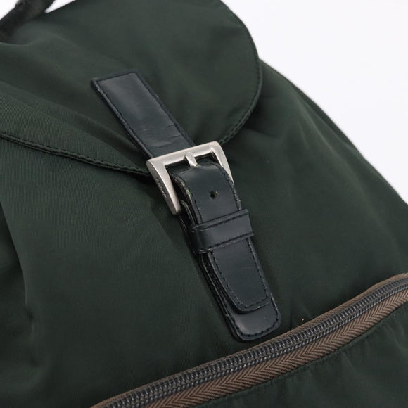 PRADA Backpack Nylon Green Silver Auth hk3999
