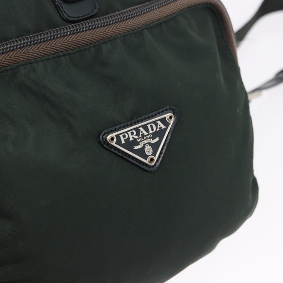 PRADA Backpack Nylon Green Silver Auth hk3999