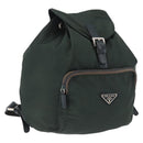 PRADA Backpack Nylon Green Silver Auth hk3999-1