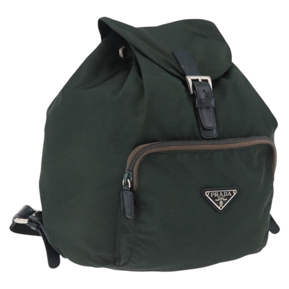 PRADA Backpack Nylon Green Silver Auth hk3999
