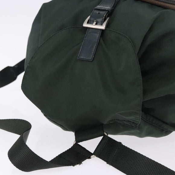 PRADA Backpack Nylon Green Silver Auth hk3999