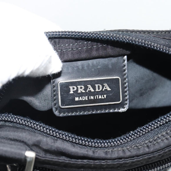 PRADA Shoulder Bag Nylon Black Silver Auth hk4000A