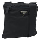 PRADA Shoulder Bag Nylon Black Silver Auth hk4000A-1