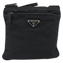 PRADA Shoulder Bag Nylon Black Silver Auth hk4000A-13