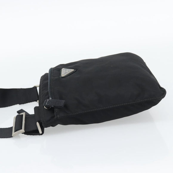 PRADA Shoulder Bag Nylon Black Silver Auth hk4000A