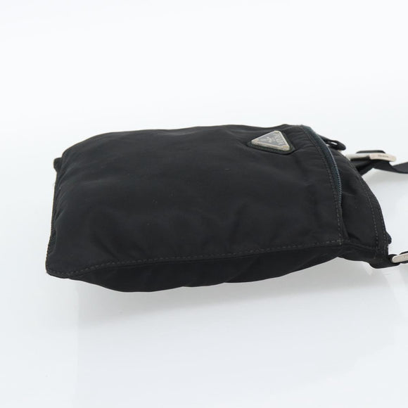PRADA Shoulder Bag Nylon Black Silver Auth hk4000A