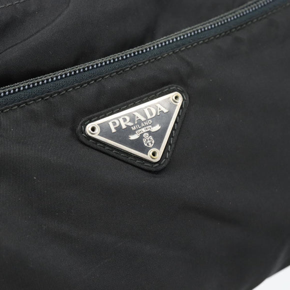 PRADA Shoulder Bag Nylon Black Silver Auth hk4001
