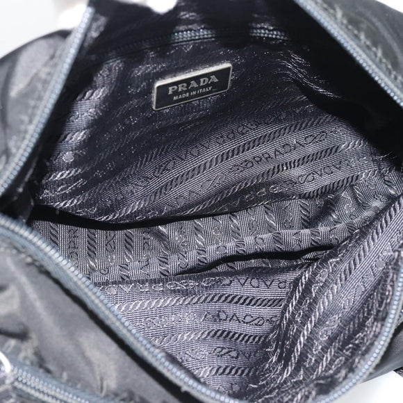 PRADA Shoulder Bag Nylon Black Silver Auth hk4001