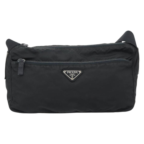 PRADA Shoulder Bag Nylon Black Silver Auth hk4001