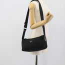 PRADA Shoulder Bag Nylon Black Silver Auth hk4001-25