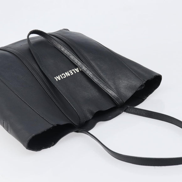 BALENCIAGA Every Day Tote Bag Leather Black Silver 551810 Auth hk4005