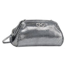 Salvatore Ferragamo Gancini Chain Shoulder Bag Leather Silver Auth hk4007V-1