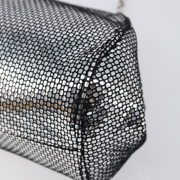 Salvatore Ferragamo Gancini Chain Shoulder Bag Leather Silver Auth hk4007V