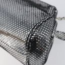 Salvatore Ferragamo Gancini Chain Shoulder Bag Leather Silver Auth hk4007V-16