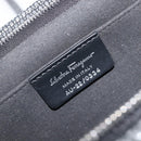 Salvatore Ferragamo Gancini Chain Shoulder Bag Leather Silver Auth hk4007V-12