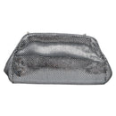 Salvatore Ferragamo Gancini Chain Shoulder Bag Leather Silver Auth hk4007V-2