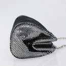 Salvatore Ferragamo Gancini Chain Shoulder Bag Leather Silver Auth hk4007V-3