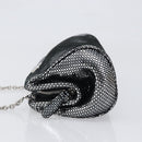Salvatore Ferragamo Gancini Chain Shoulder Bag Leather Silver Auth hk4007V-4