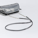 Salvatore Ferragamo Gancini Chain Shoulder Bag Leather Silver Auth hk4007V-7