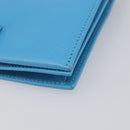 Salvatore Ferragamo Vala Chain Shoulder Wallet Leather Blue Gold Auth hk4008A-9
