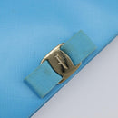 Salvatore Ferragamo Vala Chain Shoulder Wallet Leather Blue Gold Auth hk4008A-17