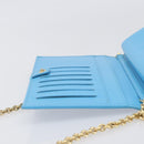 Salvatore Ferragamo Vala Chain Shoulder Wallet Leather Blue Gold Auth hk4008A-19