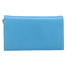 Salvatore Ferragamo Vala Chain Shoulder Wallet Leather Blue Gold Auth hk4008A-2