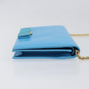 Salvatore Ferragamo Vala Chain Shoulder Wallet Leather Blue Gold Auth hk4008A-3